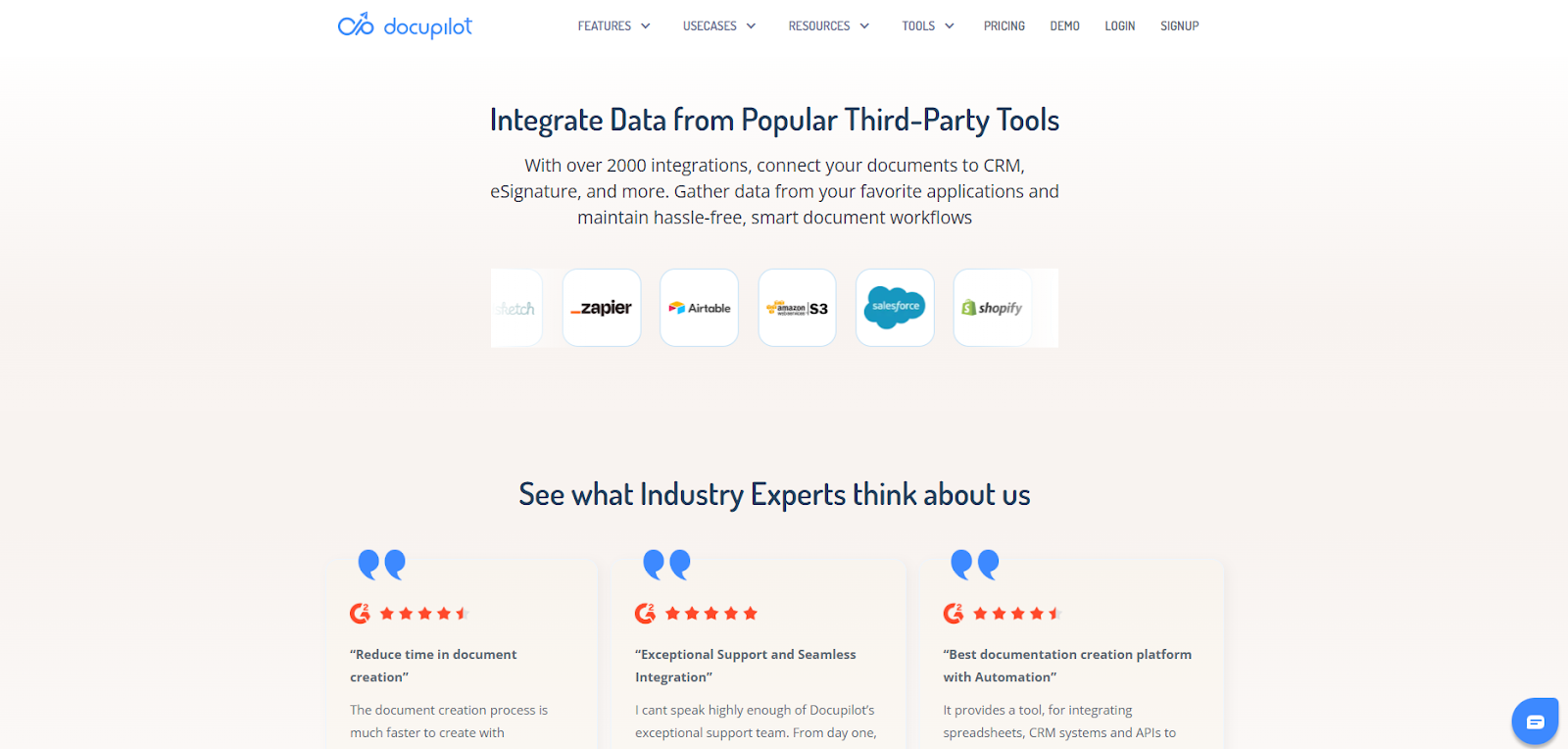 Image illustrating third-party tools that integrate with Docupilot