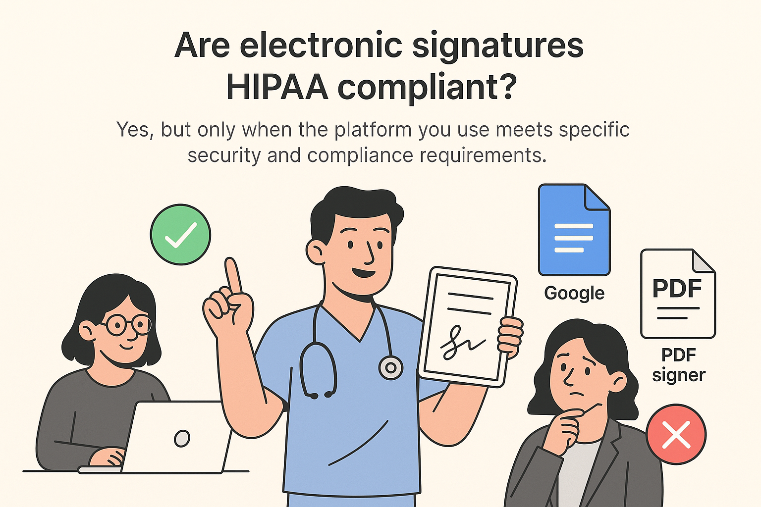 HIPAA compliant electronic signature requirements illustration