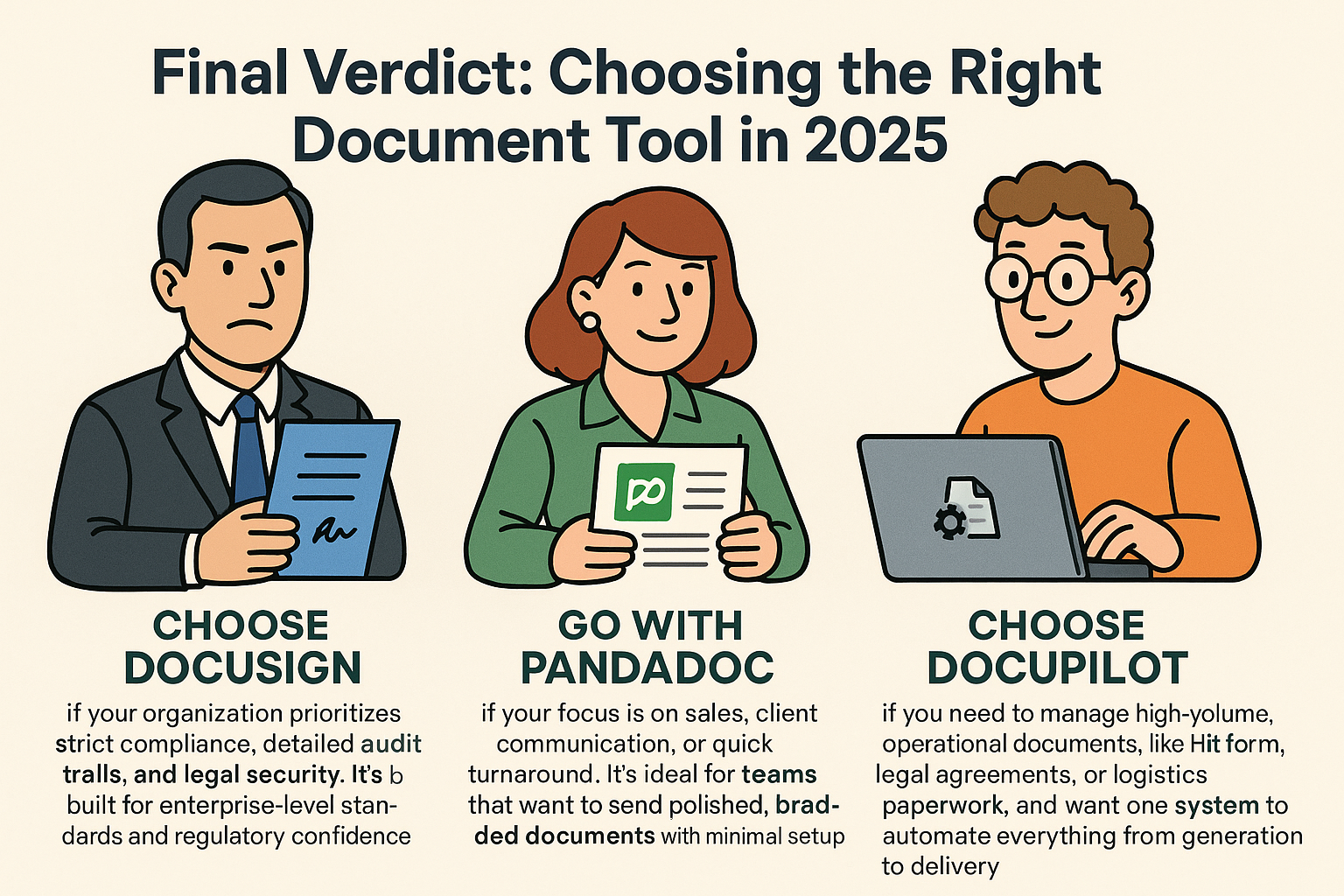 DocuSign, PandaDoc, or DocuPilot? Picking the right tool