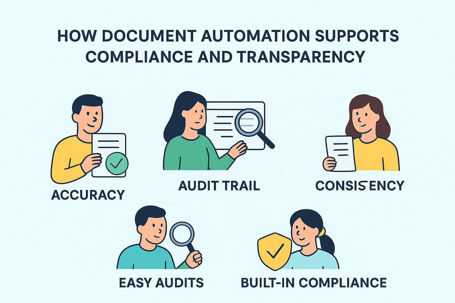 Infographic showing how document automation supports nonprofit compliance and transparency