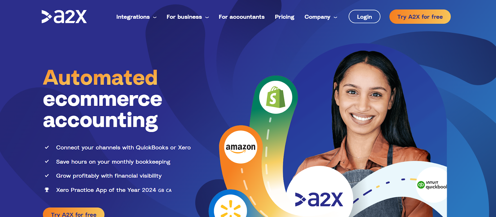 A2X accounting software homepage