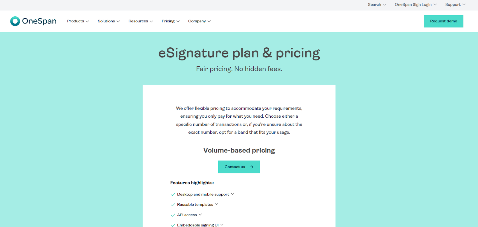 OneSpan Sign custom pricing tiers
