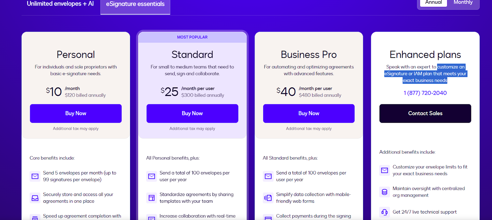 DocuSign: Personal and customized e-signature plans