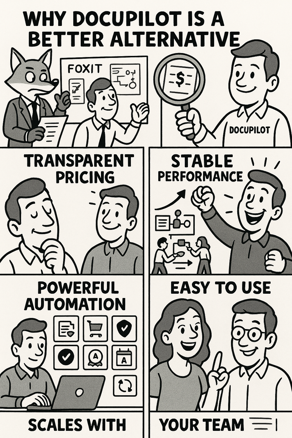 Infographic highlighting how Docupilot stands out