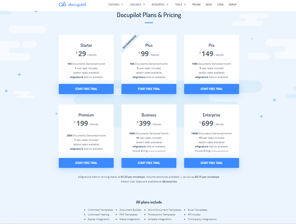 Docupilot pricing plans