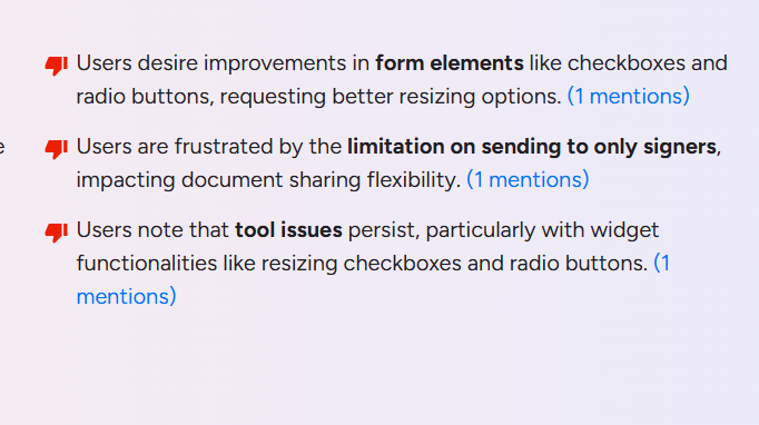Users sharing disadvantages of OpenSign