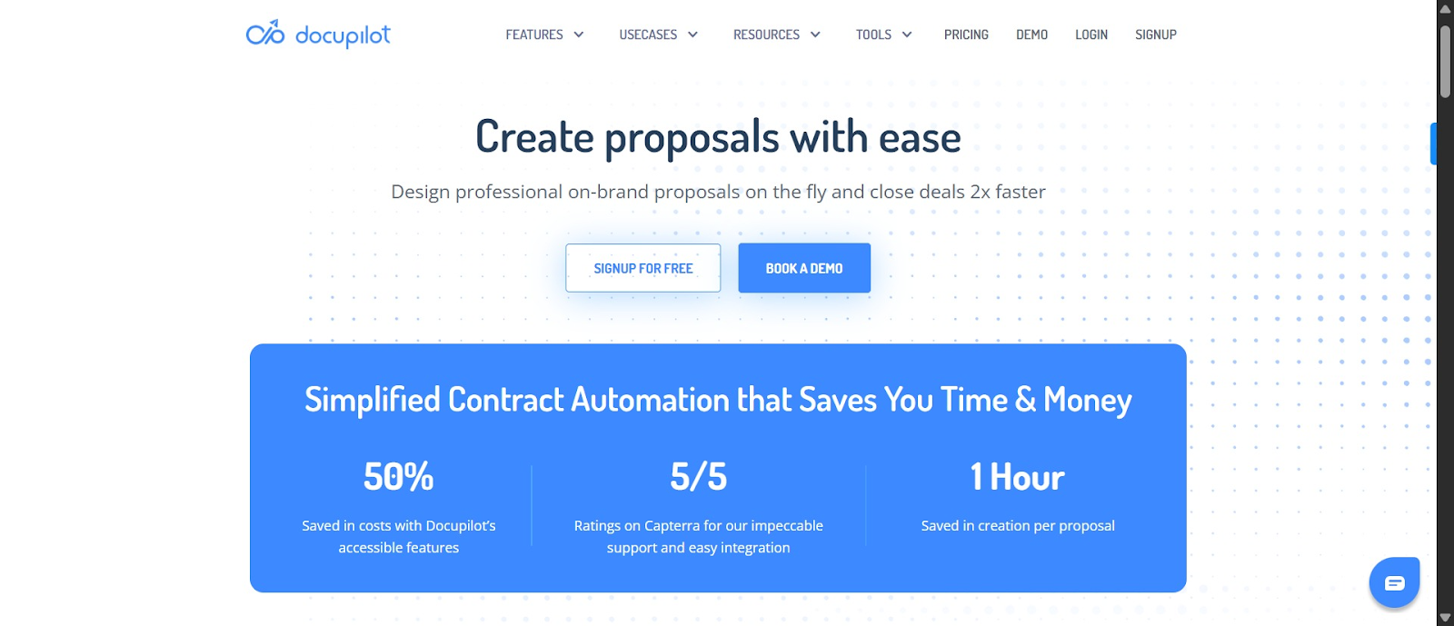 Screenshot of Docupilot proposal product page