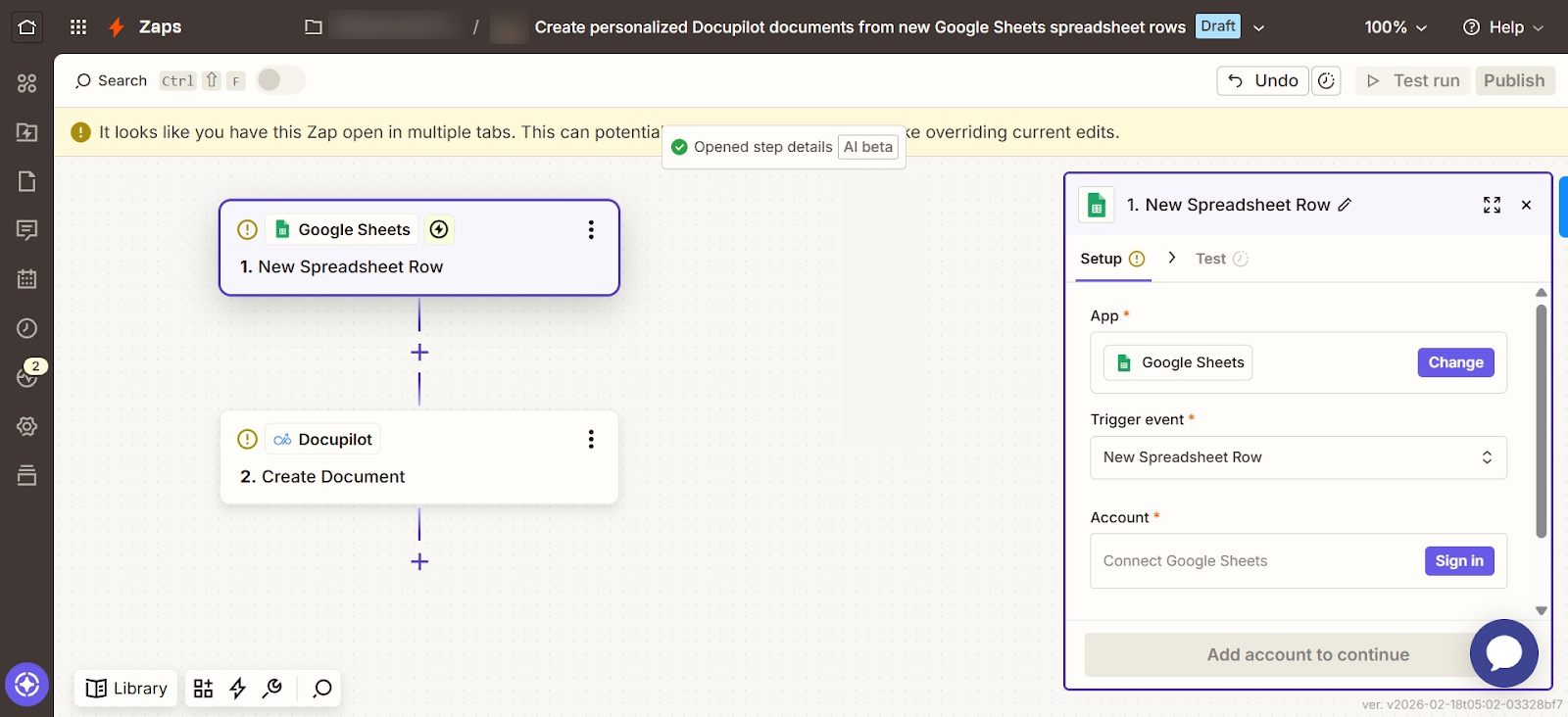 Screenshot showing Docupilot with data source integration in Zapier