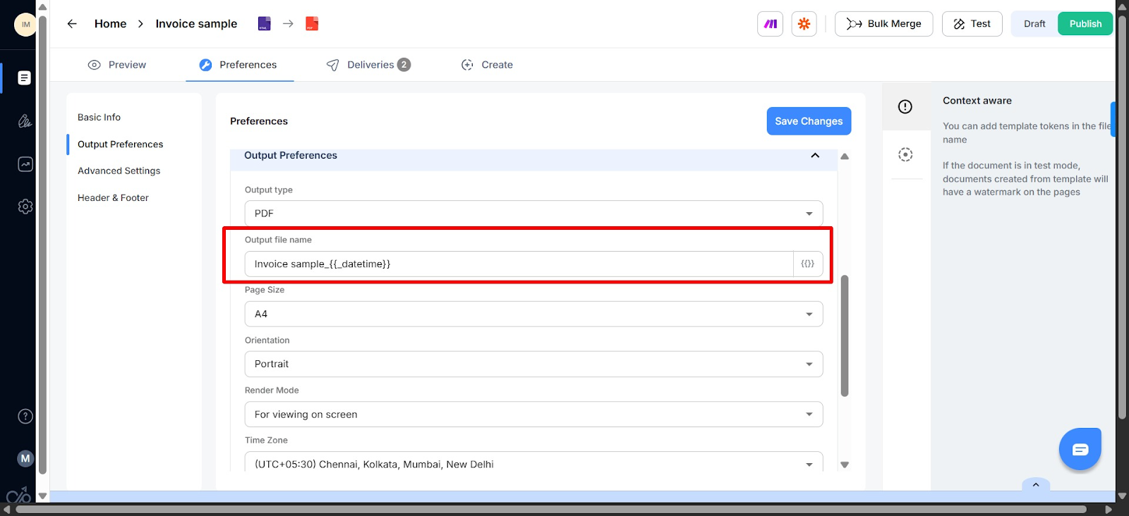 Screenshot of Docupilot’s preference setting