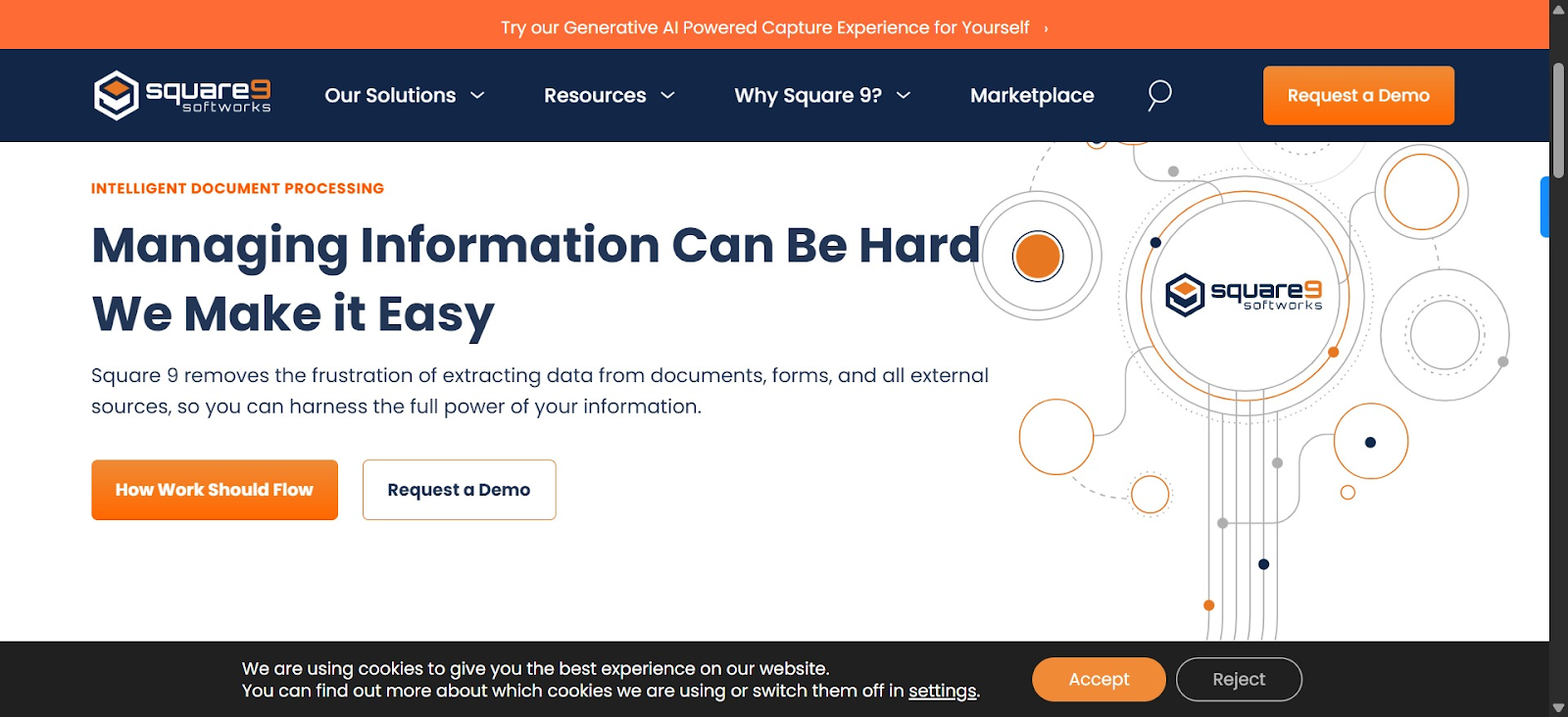 Screenshot of Square 9’s homepage