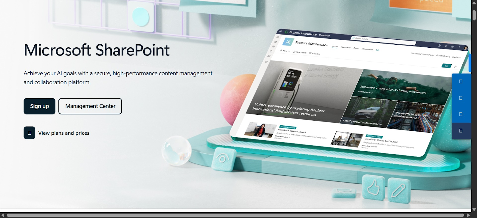 Screenshot of Sharepoint’s homepage