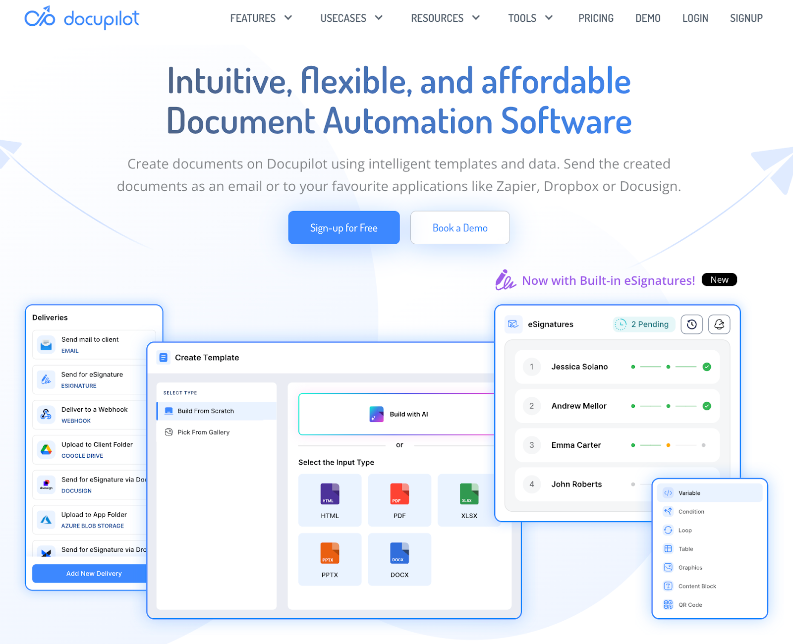Screenshot of Docupilot homepage