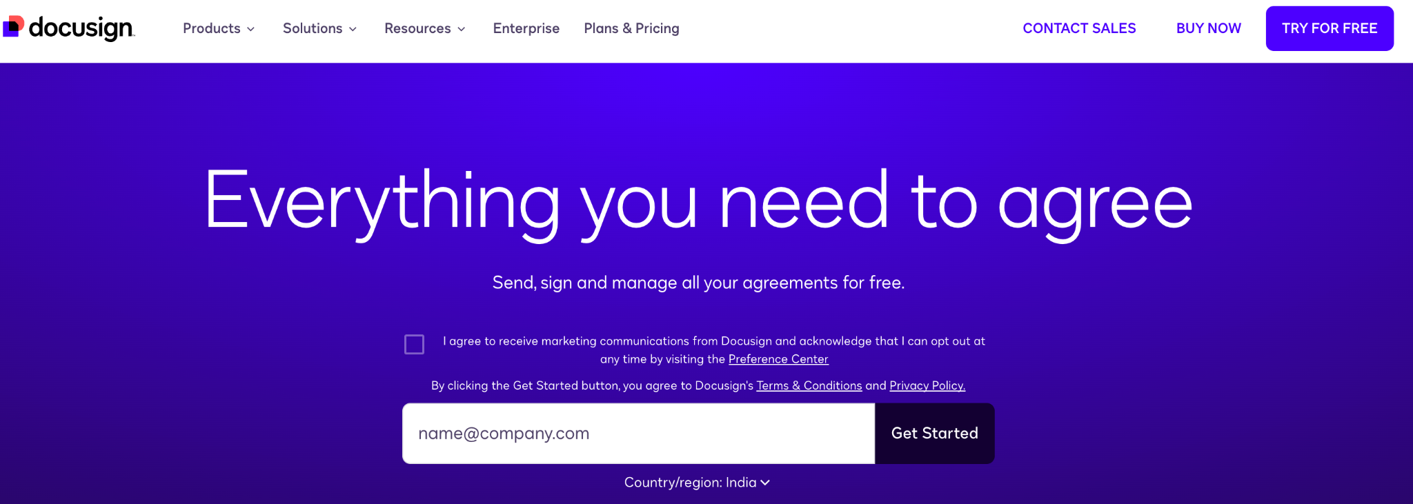 docusign homepage