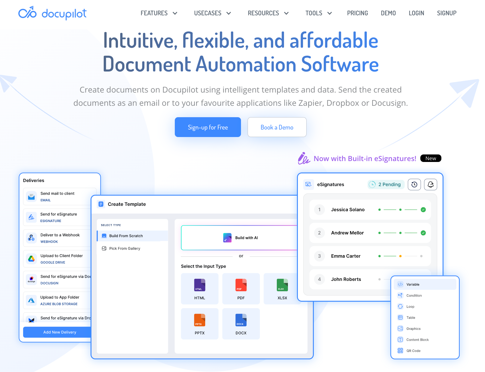 Docupilot real estate document automation page