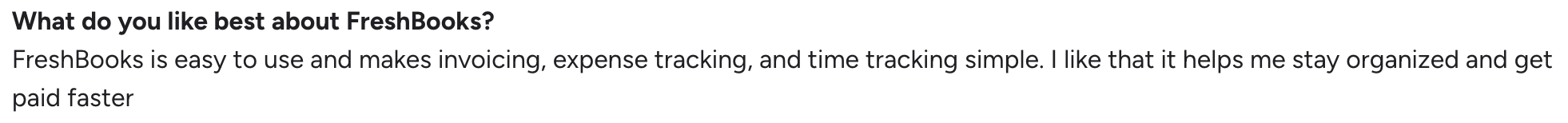 FreshBooks G2 review on what a user likes