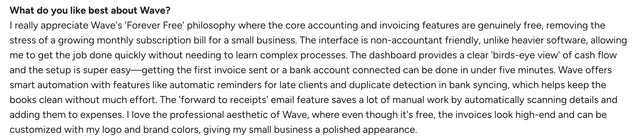 Wave G2 review on what a user likes