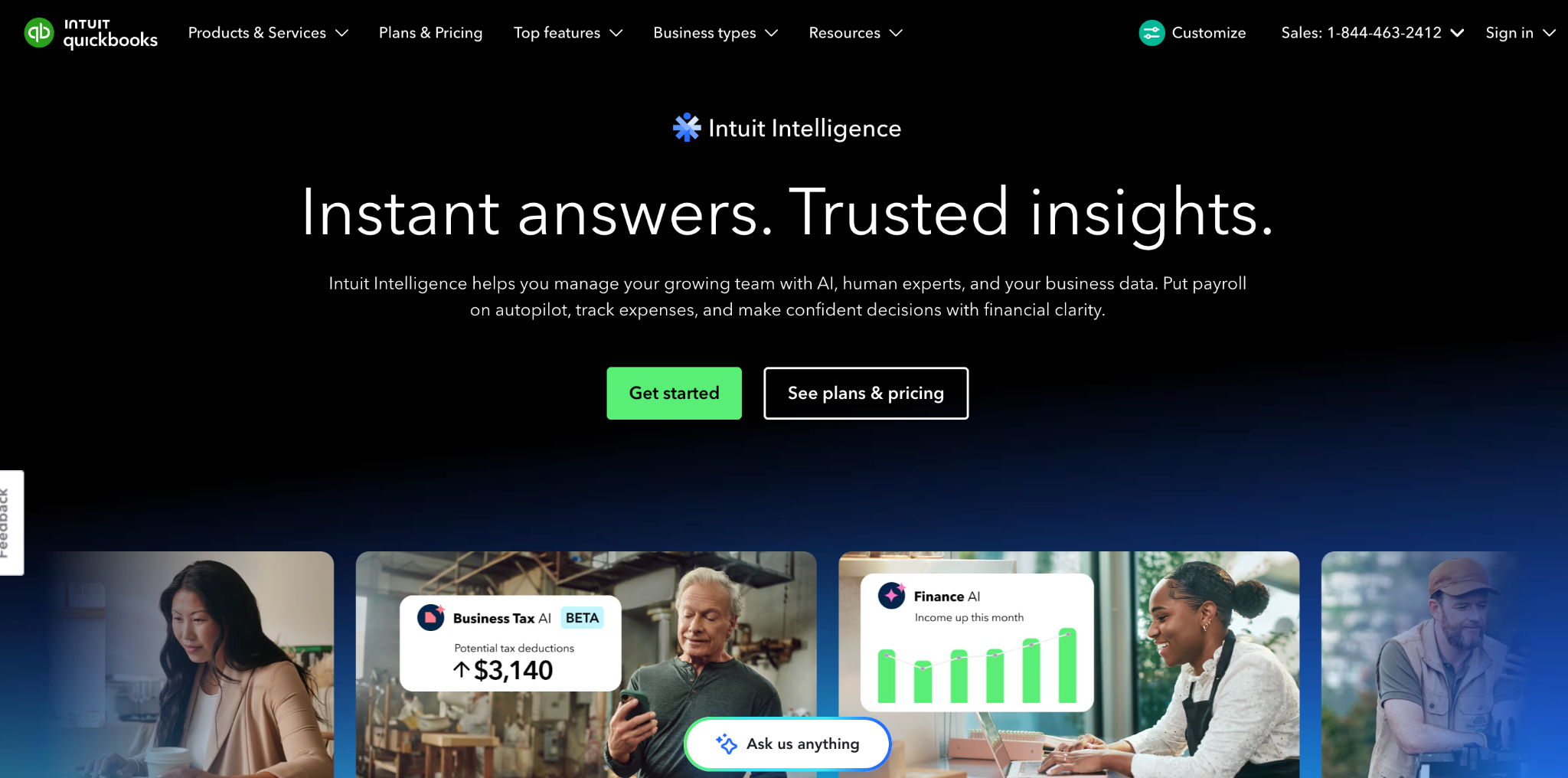 QuickBooks Online homepage