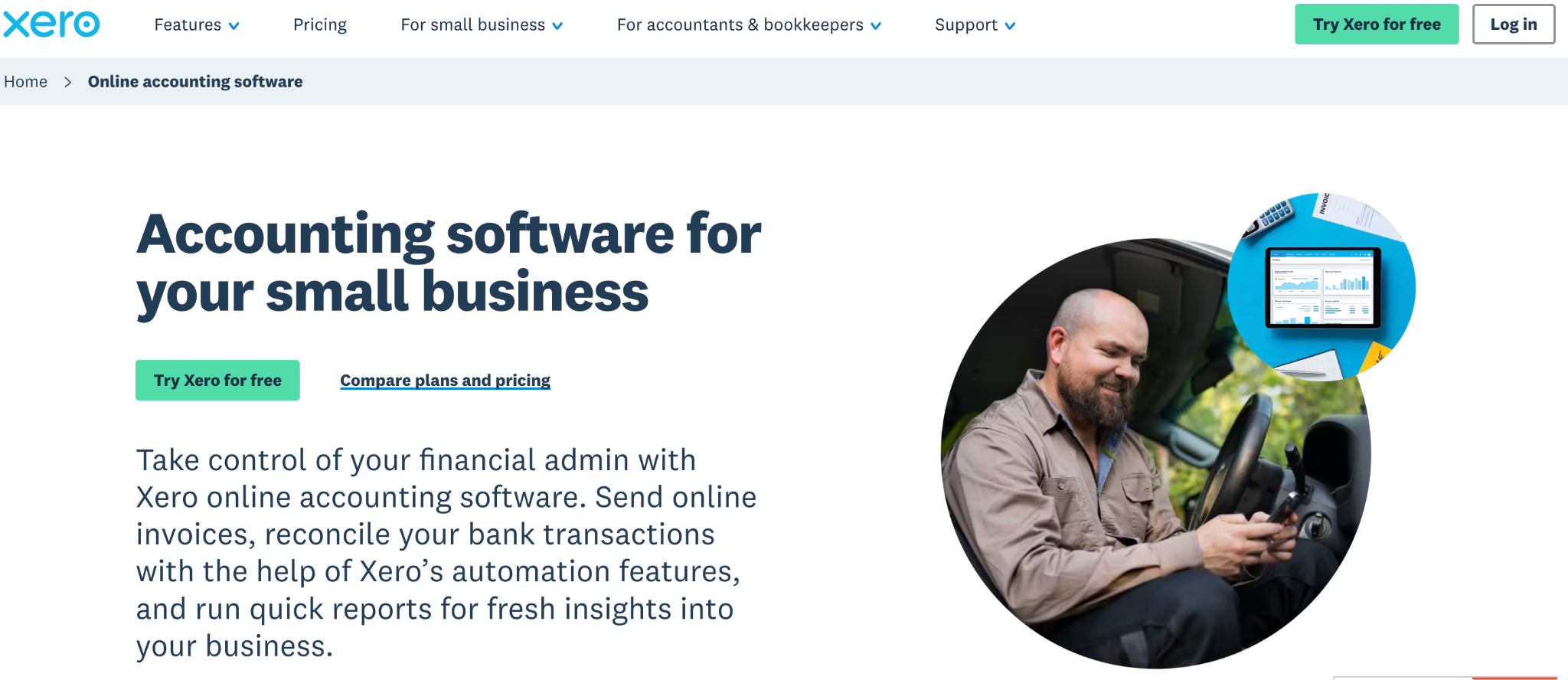 Xero home page