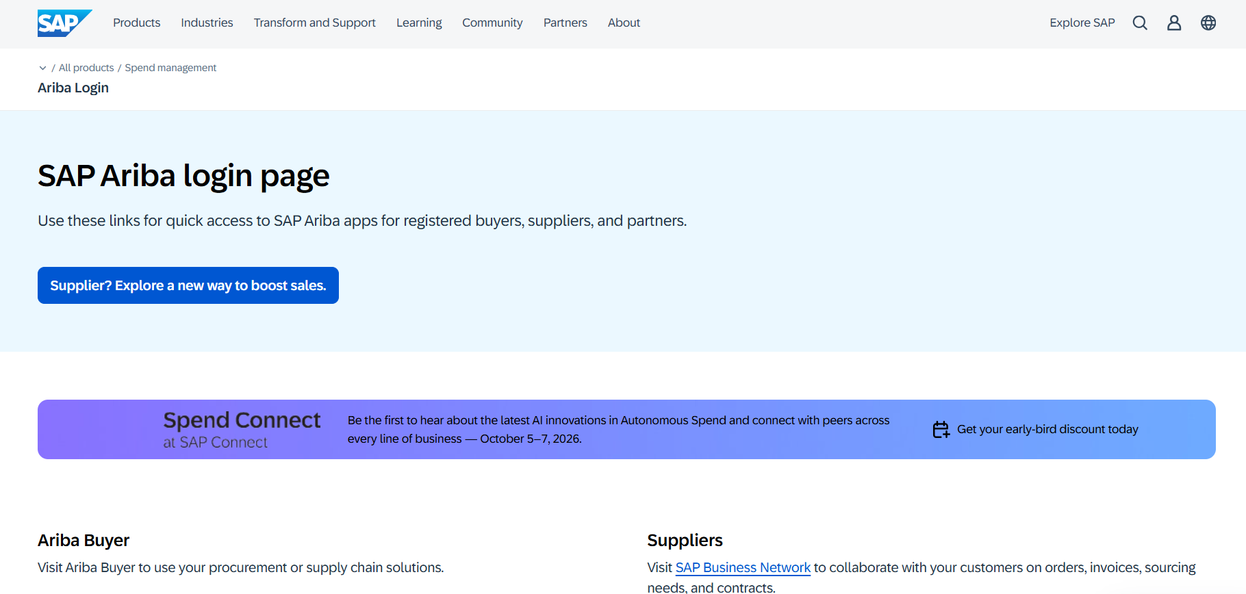 SAP Ariba Homepage