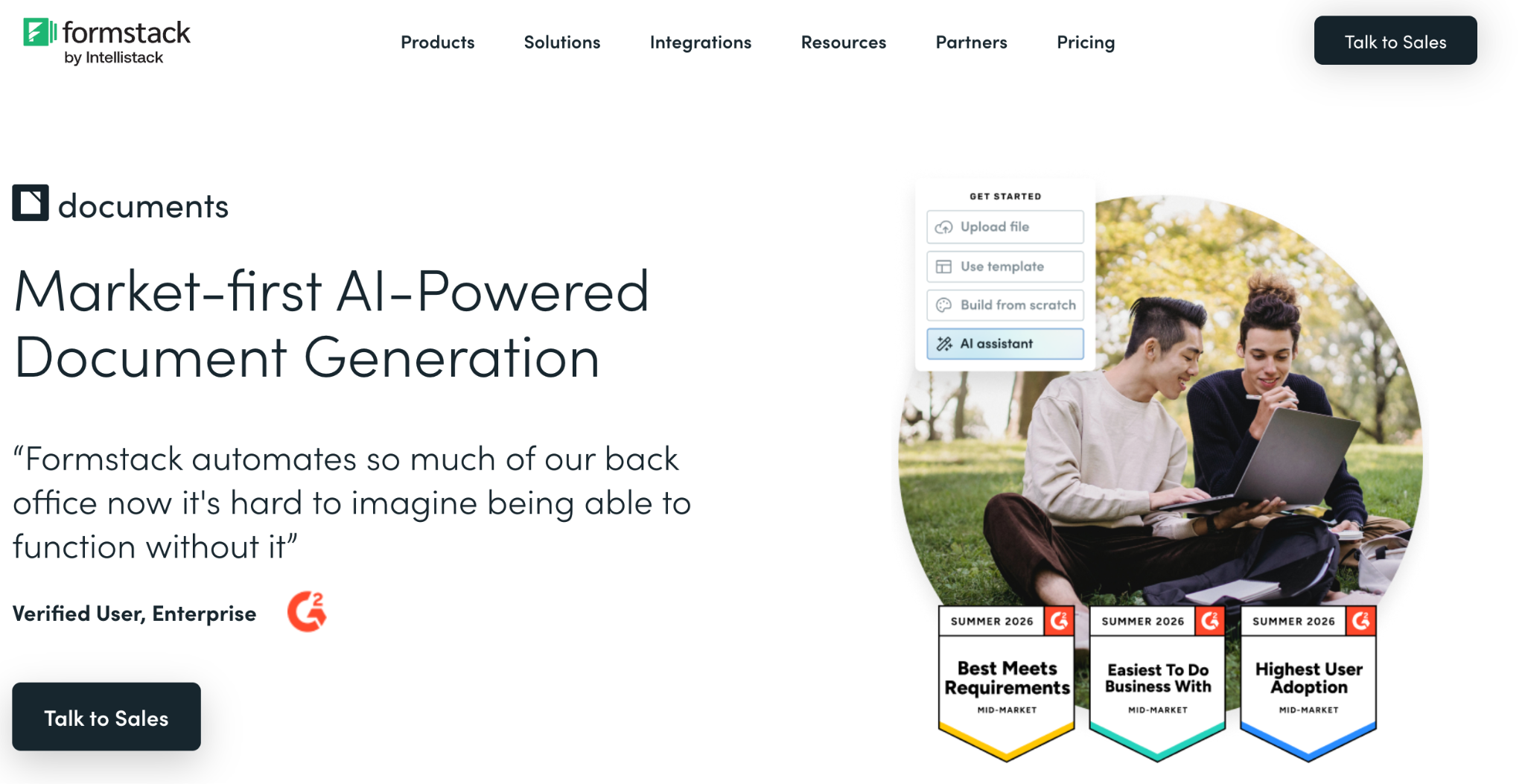 Formstack Documents product page