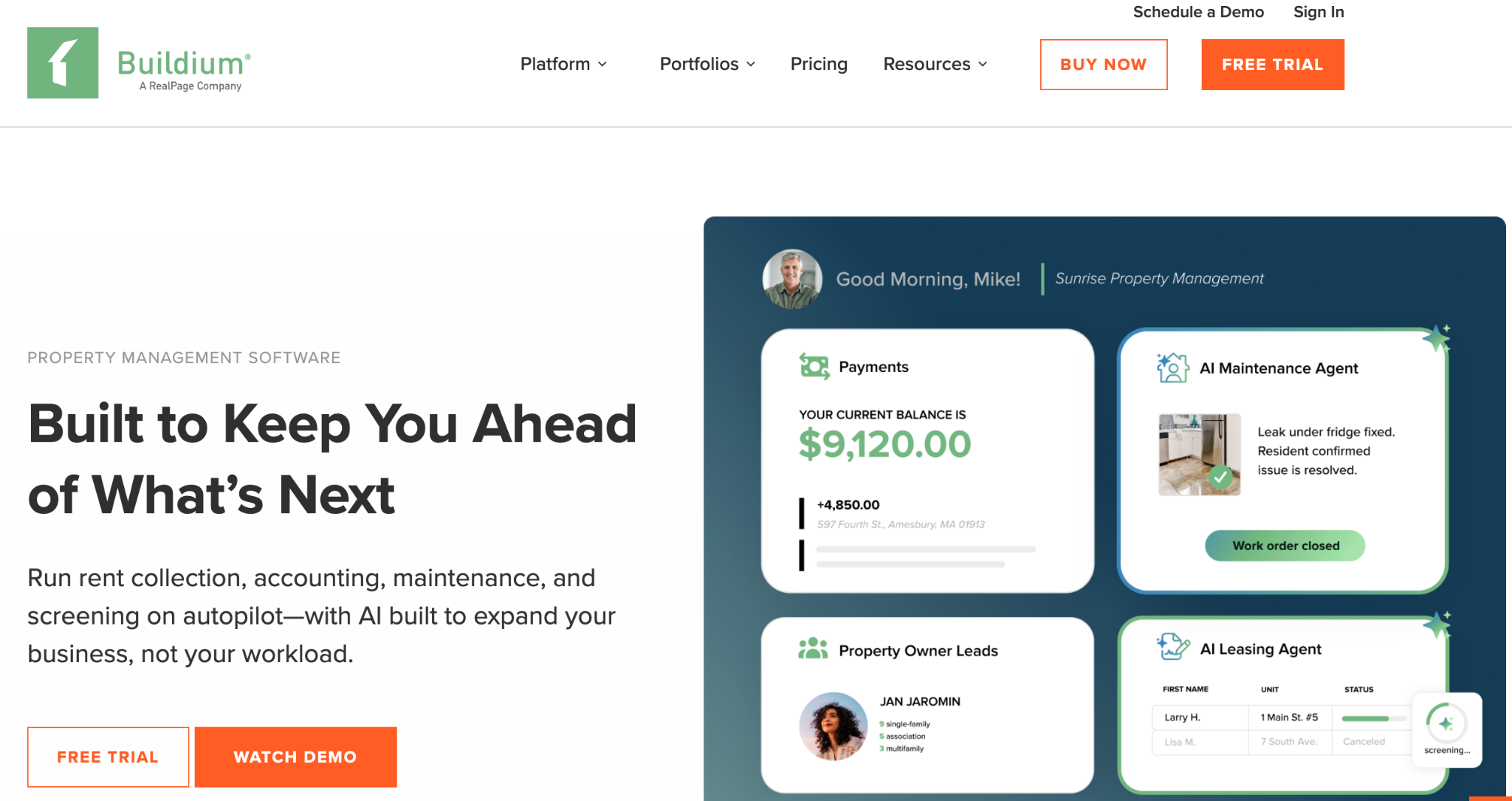 Buildium homepage