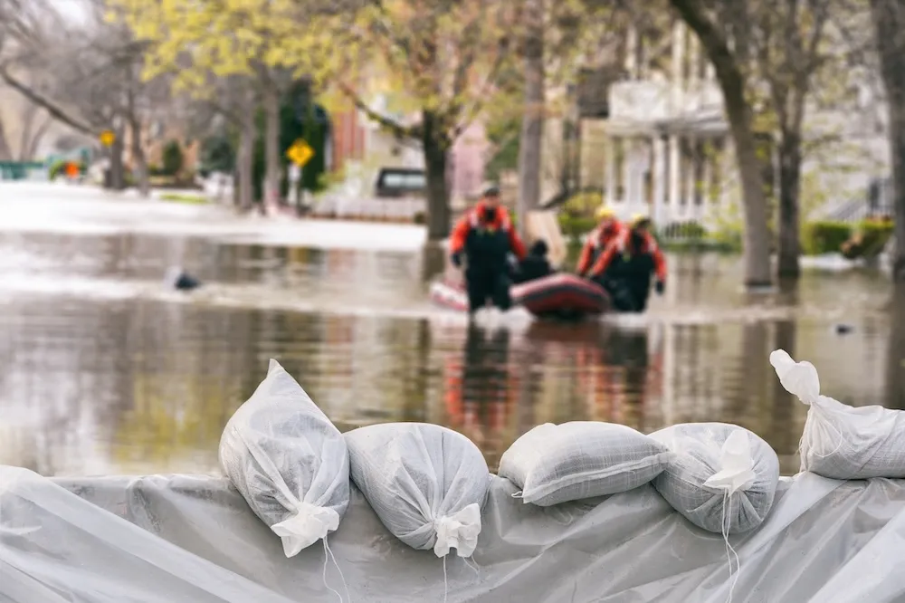 Disaster response team responding to flooding