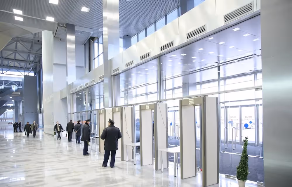Security checkpoint inside a government facility