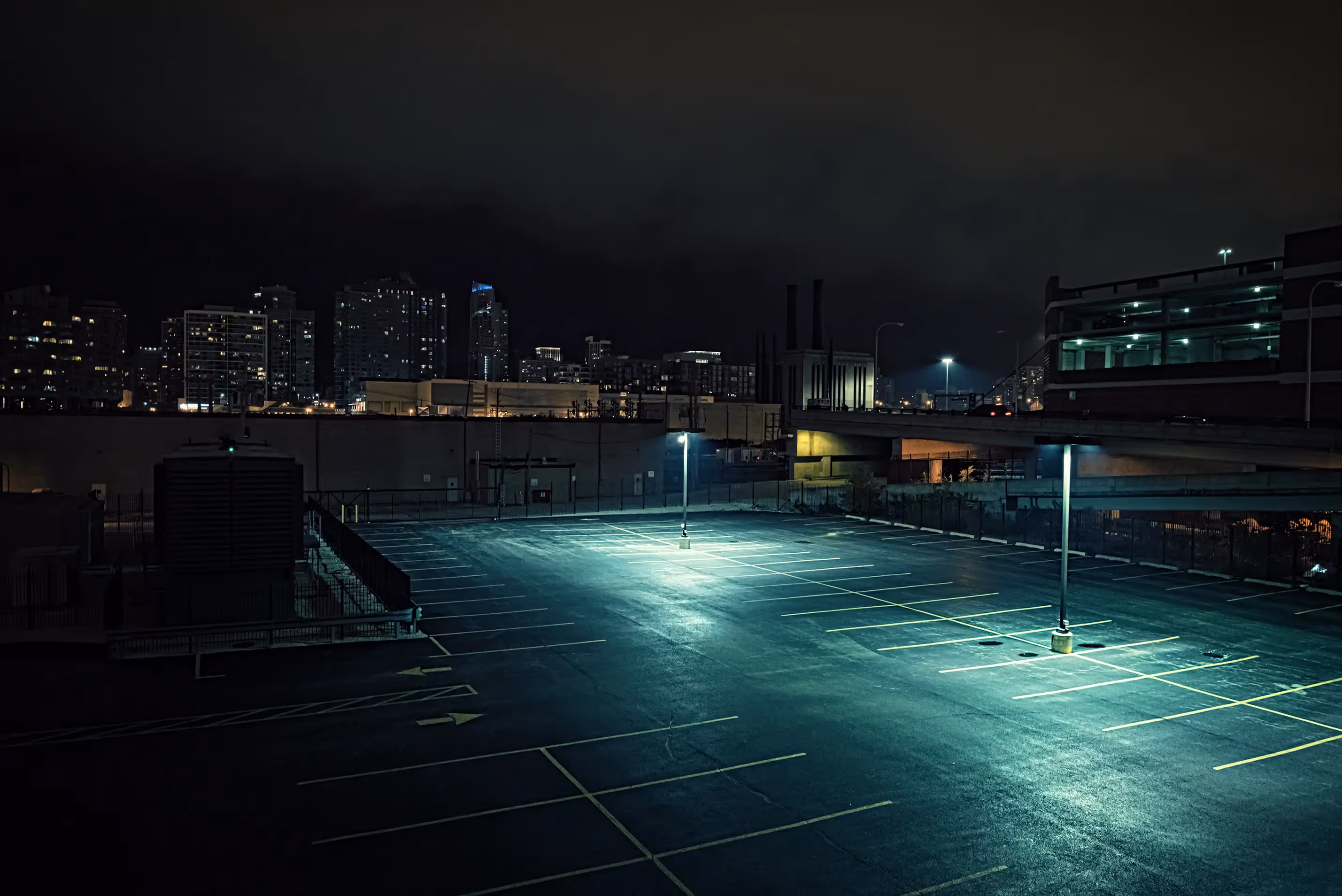 Dark parking lot