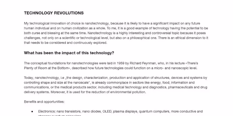 Text from a submission on Technology Revolutions Challenge by Julia Weiss, a learner at Tomorrow university