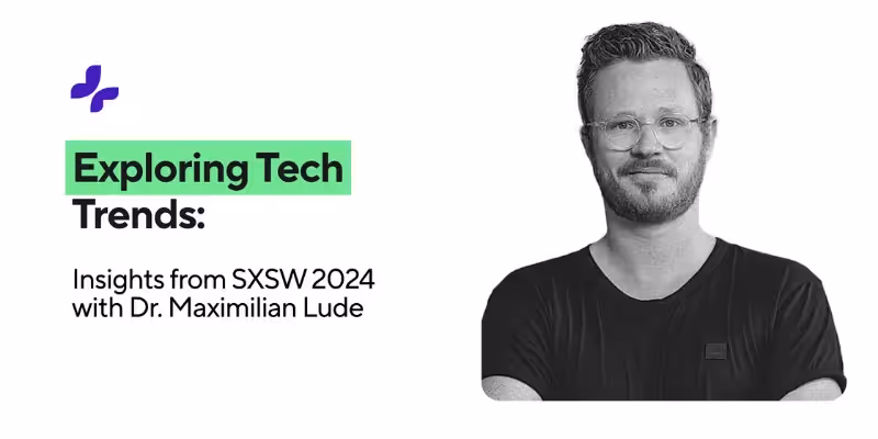 Dr. Lude mit Brille lächelnd neben dem Text „Technologie-Trends mit Dr. Lude erkunden“.