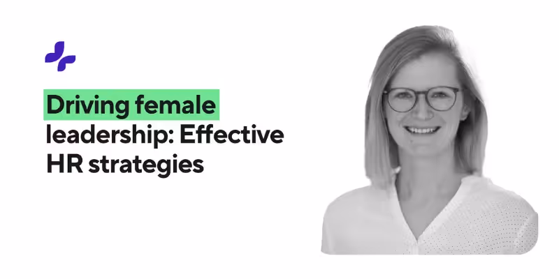 Maren neben dem Text 'Frauen in Führungspositionen: Effektive HR-Strategien.'