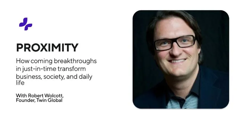 Portrait of Robert Wolcott smiling, wearing glasses and dark jacket, next to text about his talk on breakthrough transformations.