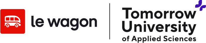 Le wagon logo und Tomorrow University of Applied Sciences Logo