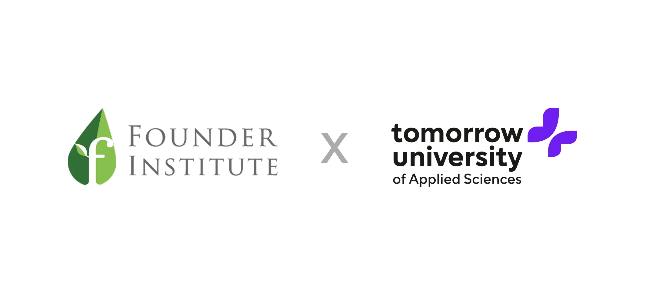 Founder Institute logo alongside Tomorrow University of Applied Sciences logo with purple butterfly.
