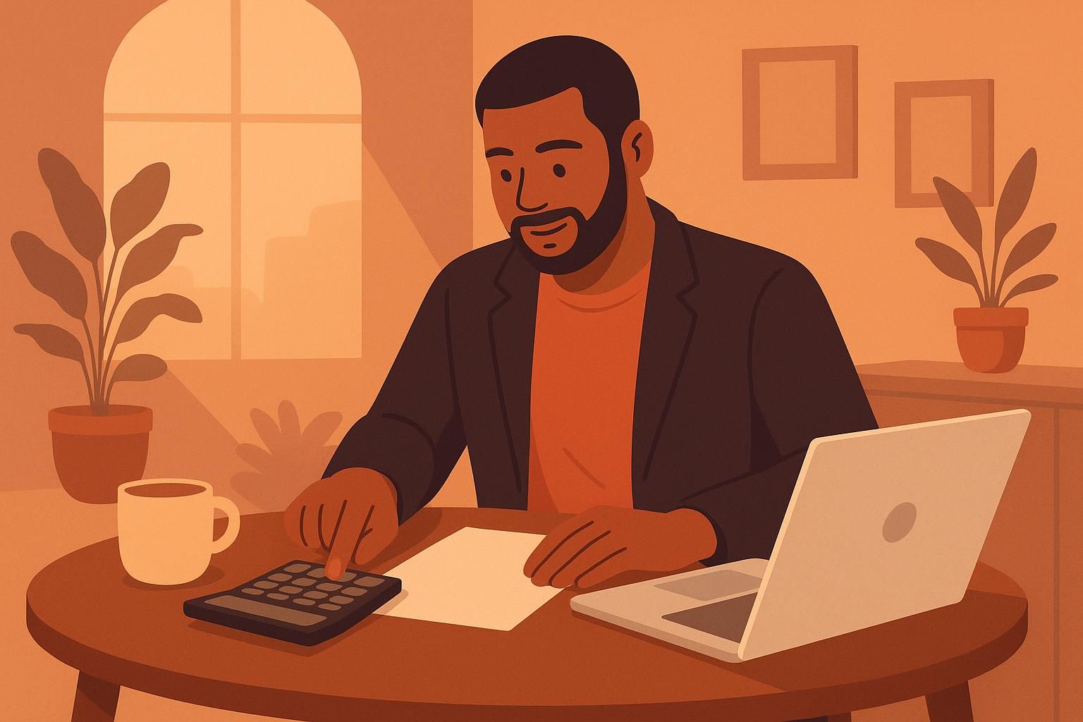 A professional business person analyzing the return on investment for an Executive MBA, with charts and graphs illustrating cost versus return, in a modern office setting.