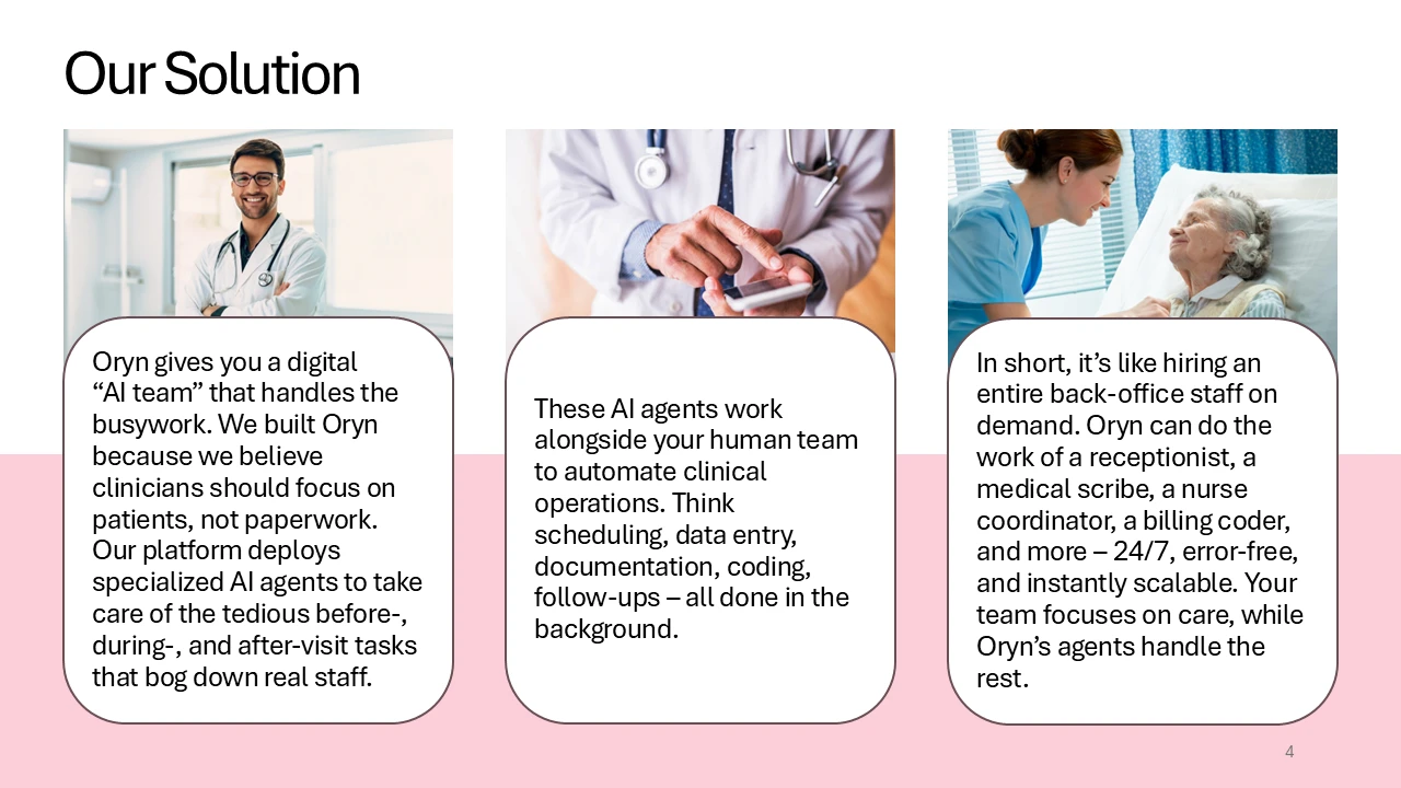 Before slide with line graphs showing venture capital contraction and renewed demand for health innovation.