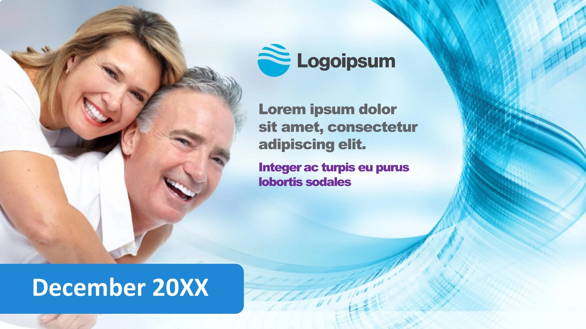 Generic "Lorem Ipsum" cover slide with stock photography, typical of an unoptimized series b pitch deck draft