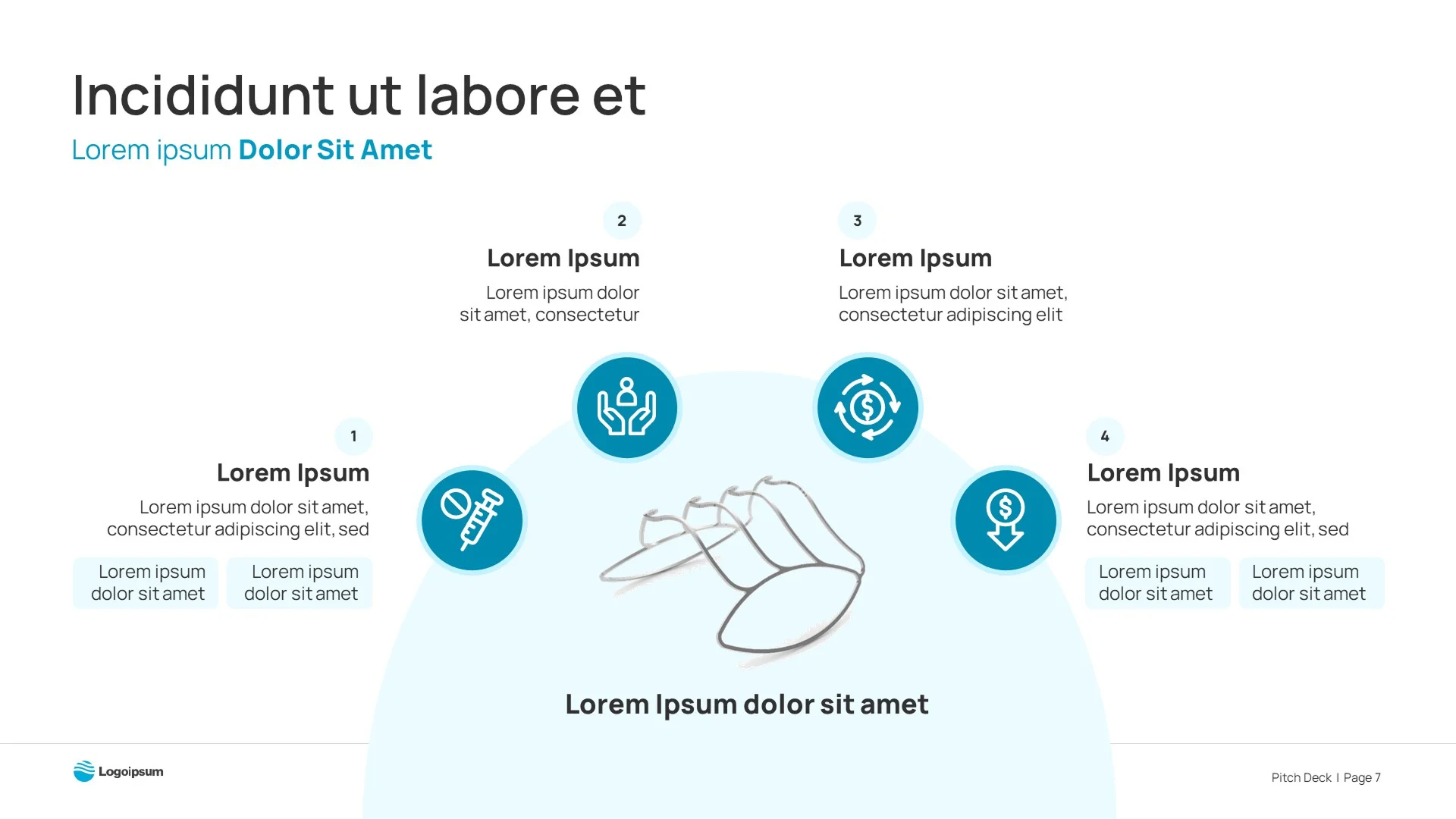 Redesigned slide visualizing the "Targeted High-Capacity Drug Conjugate" process with a central infographic, essential for effective investor presentation design