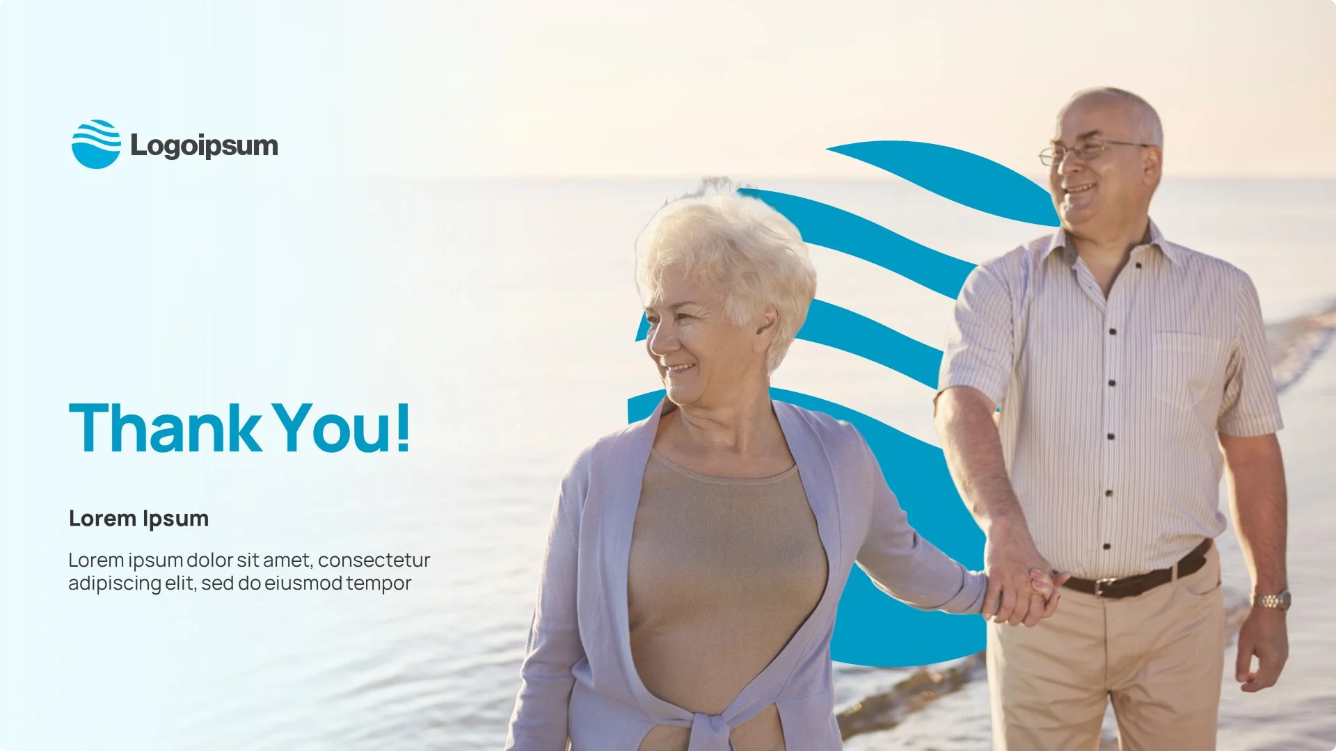 "Thank You" closing slide featuring patient lifestyle imagery to evoke emotional connection, designed by presentation design experts