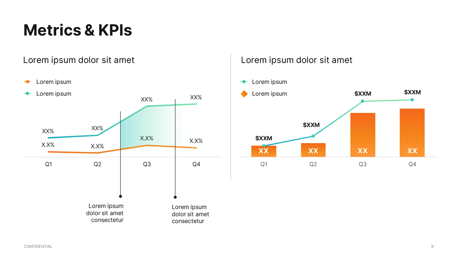 Growth metrics slide featuring clean line and bar charts, optimized for a vc fund pitch deck.