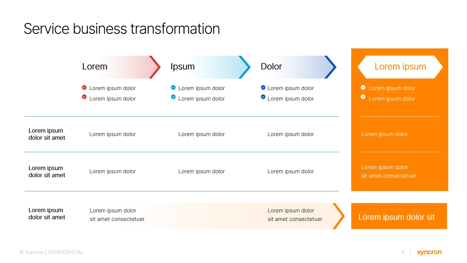Presentation design firm standardized text and table layouts, ensuring brand consistency across all internal and external decks.