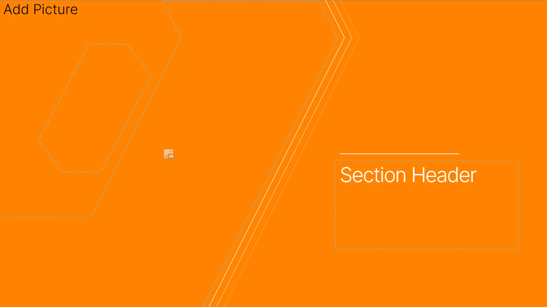 Presentation design agency Los Angeles section divider template for Syncron, utilizing the corporate orange palette for visual hierarchy.