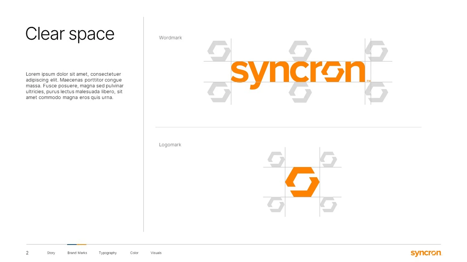 Enterprise presentation design standards for logo clear space and sizing, ensuring consistent visibility across all corporate assets.