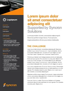 Enterprise presentation design for Syncron's Annual Report 2020 cover, featuring high-end corporate imagery and branding.