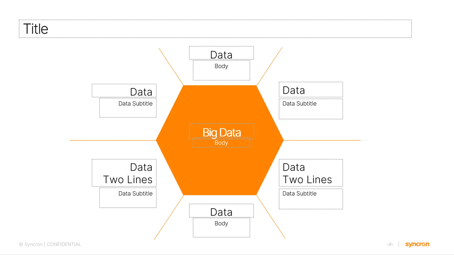 Finance data visualization slide with a central "Big Data" hexagon, optimized for enterprise presentation design.