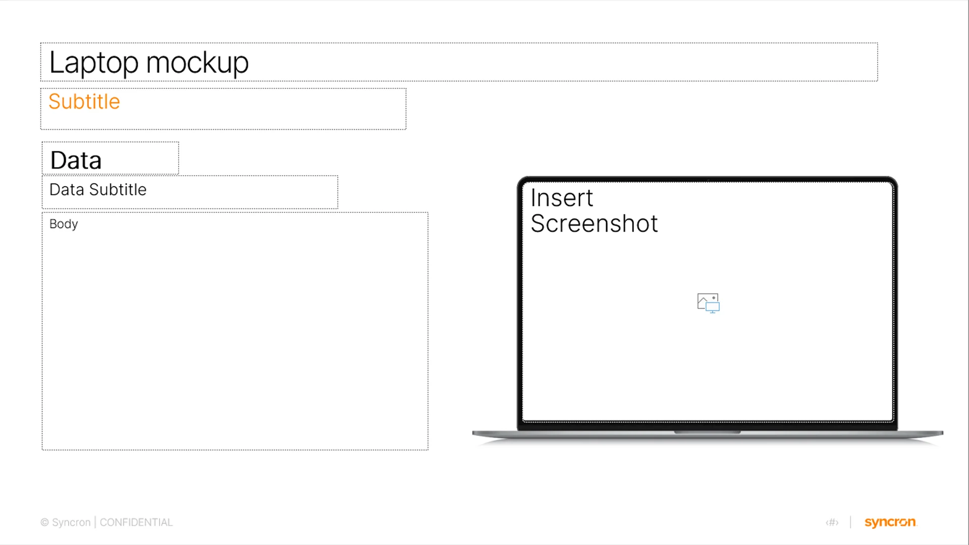 Software demonstration slide with a laptop mockup, essential for a tech-focused corporate powerpoint template.