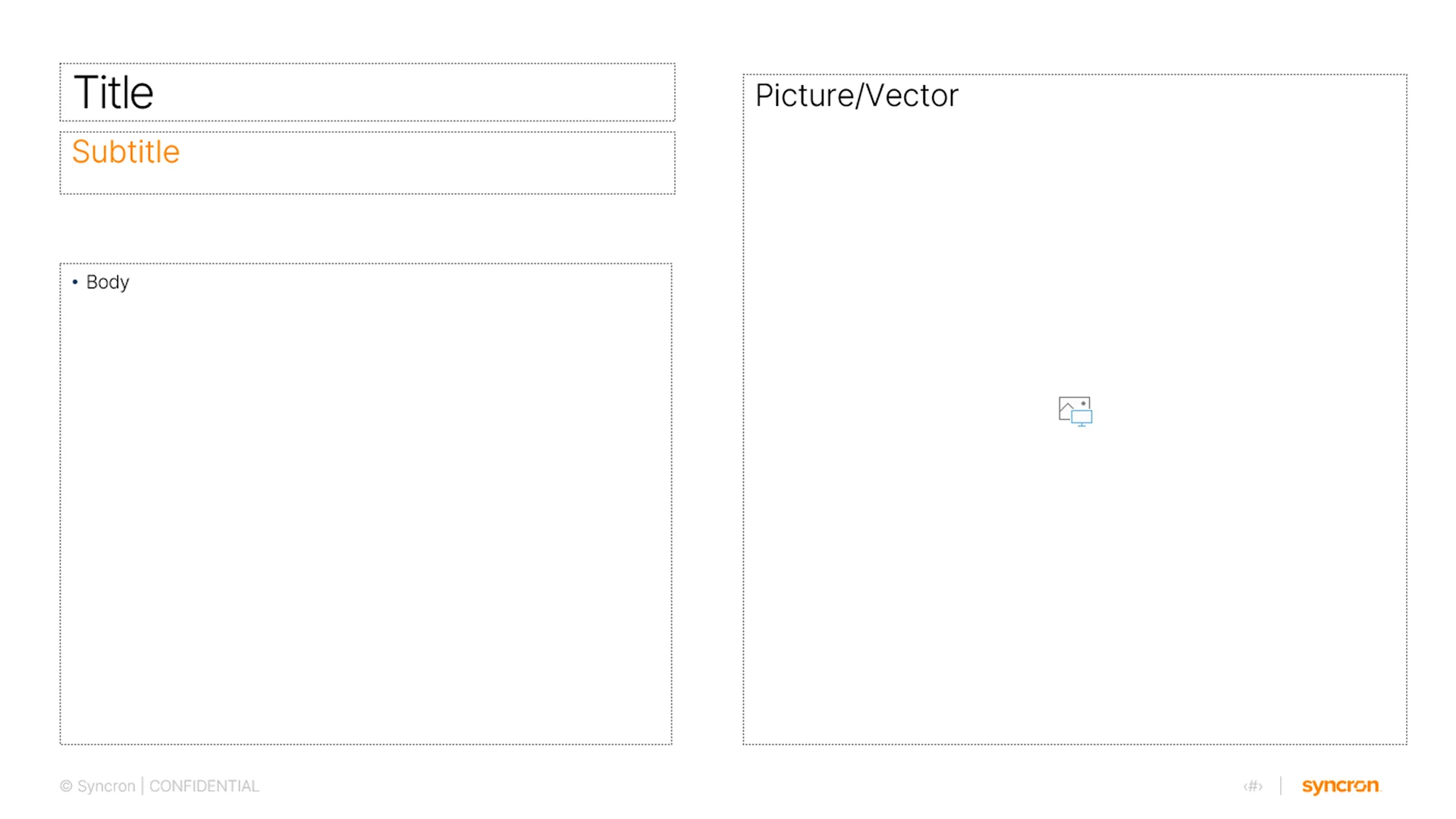 Two-column slide layout designed by presentation design services, balancing text content with a large image placeholder.