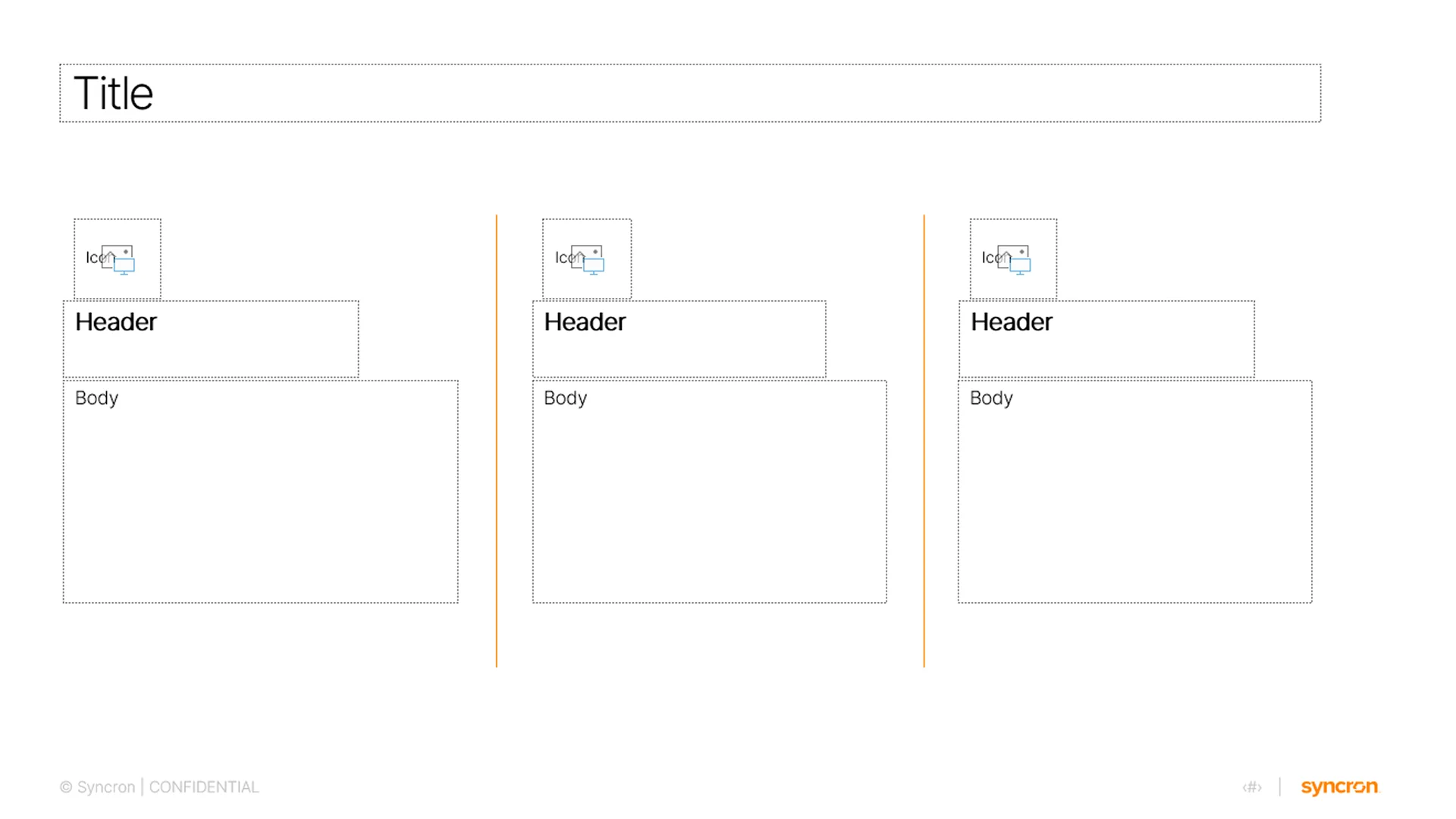 Three-column service layout for enterprise presentation design, ideal for displaying product features or team members.