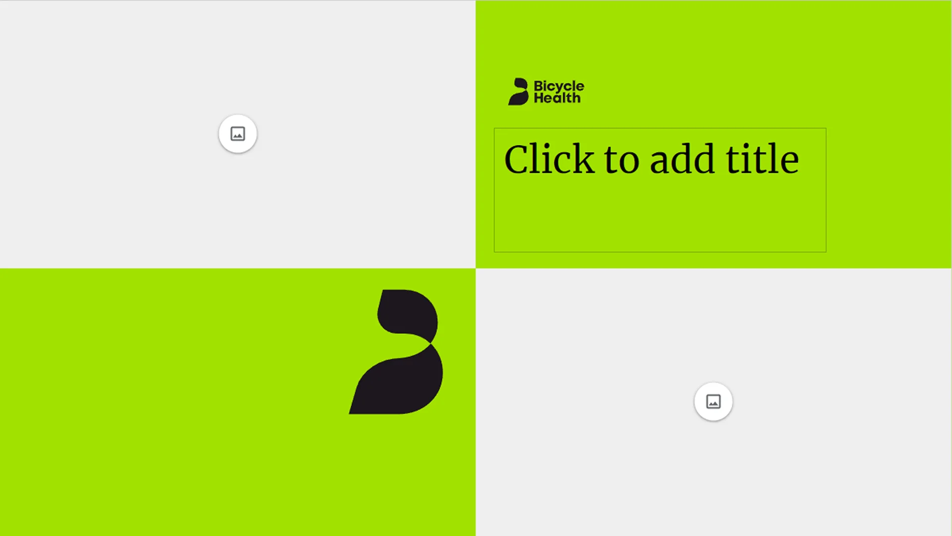 Section divider slide utilizing the brand's signature green in a split layout, optimized for healthcare presentation design.