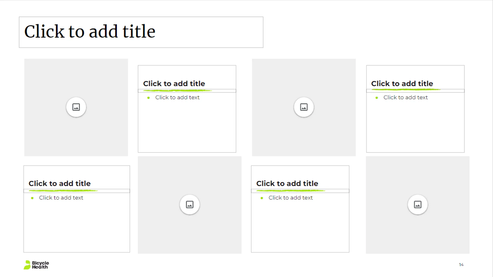 Gallery layout with multiple image placeholders, ensuring visual consistency in the branded slide deck.